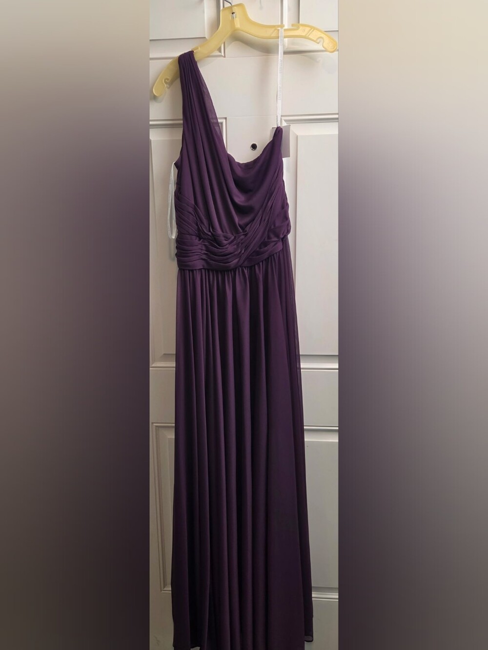 Plum One-Shoulder Ruched Formal Maxi Dress – Size 14